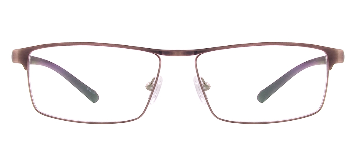 Metal Rectangle Spectacle Frames - Brown