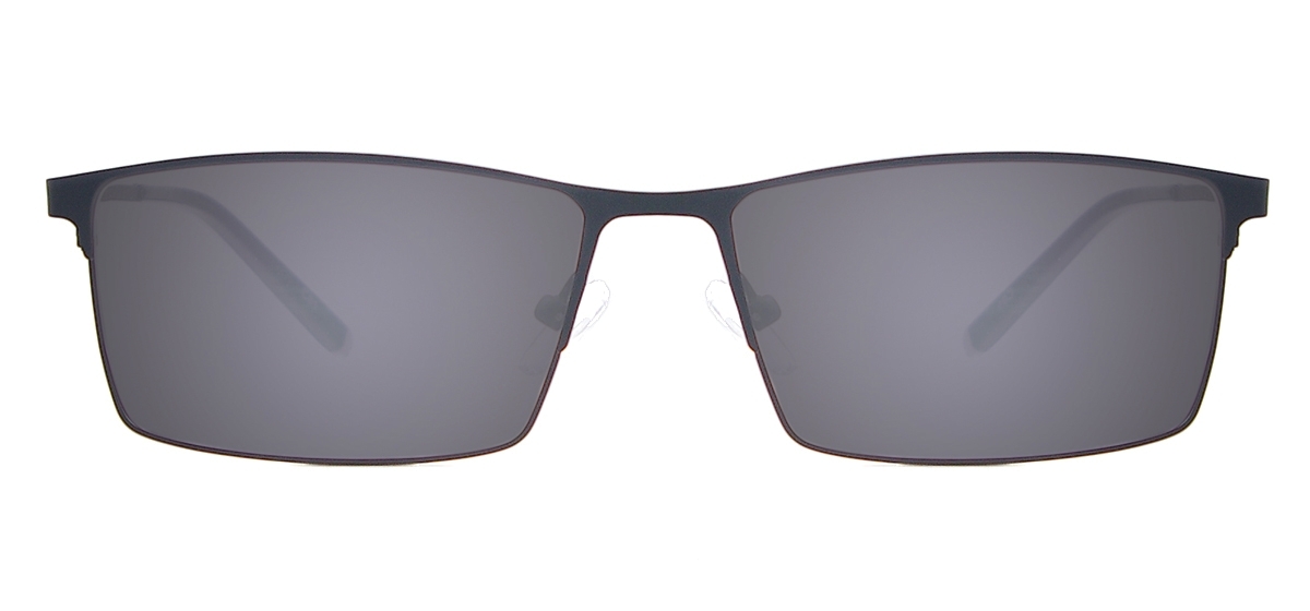 Metal Rectangle Polarized Sunglasses - Black