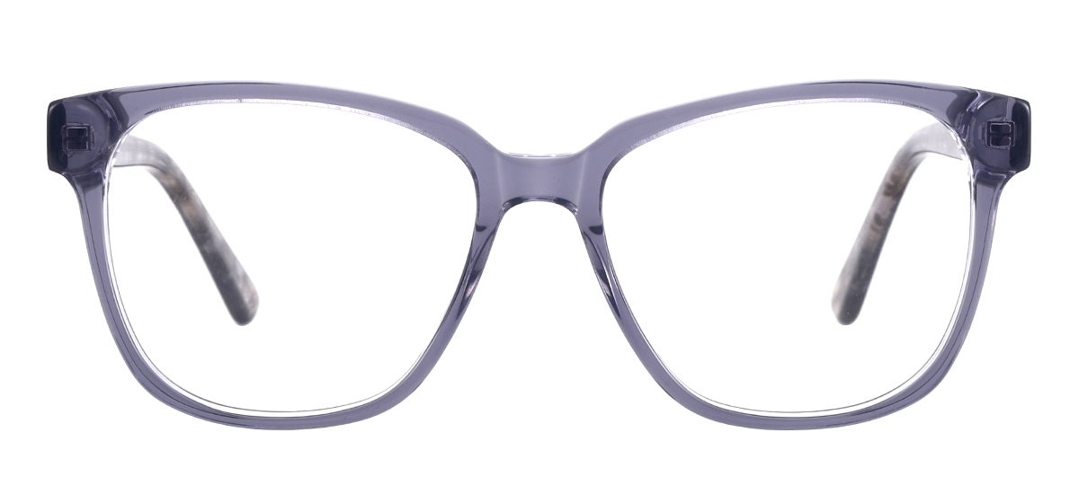 Acetate Square Glasses Frame - Transparent Gray