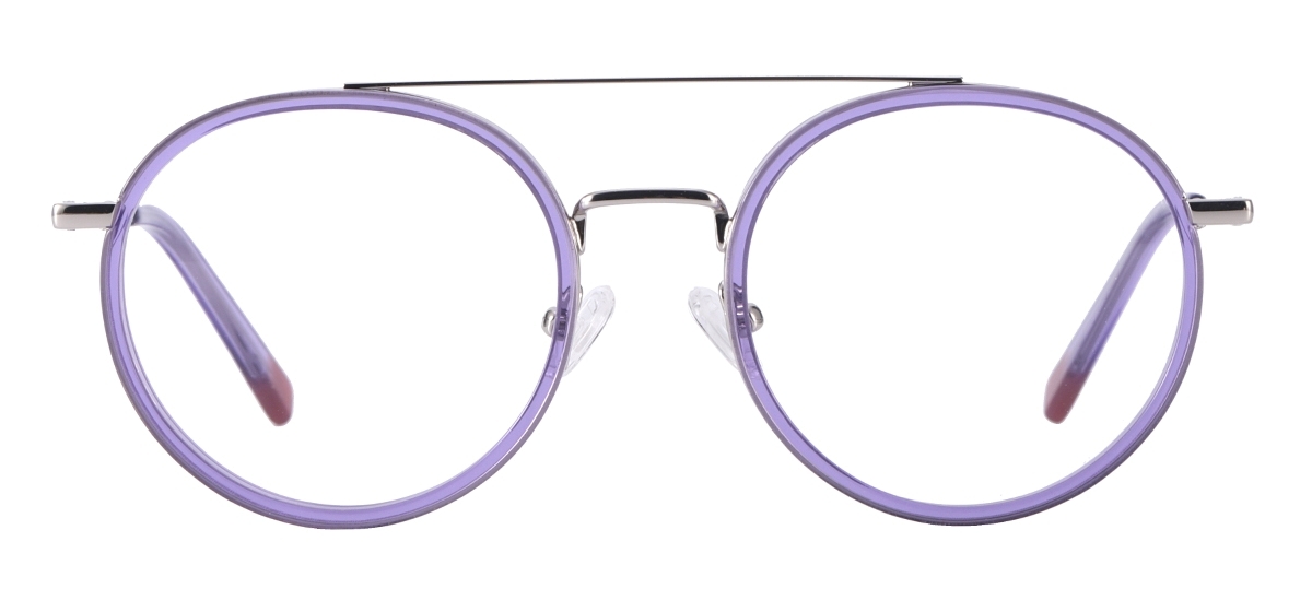 Acetate Metal Round Glasses - Purple