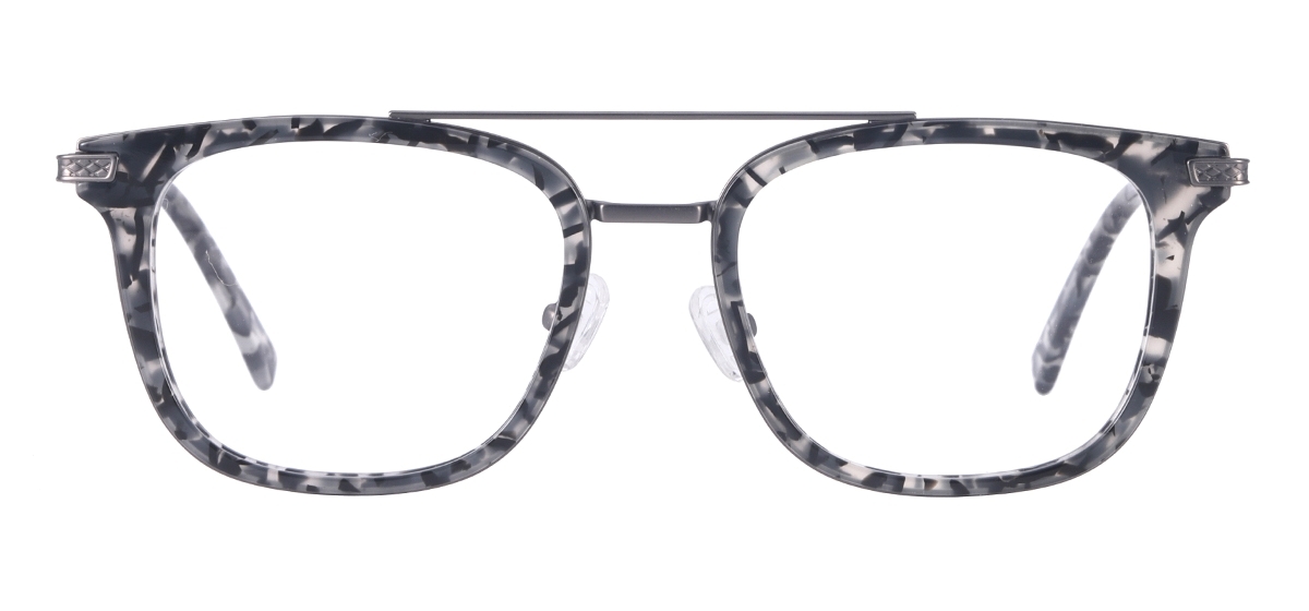 Large Double Bridge Eyeglasses - Gray Tortoise