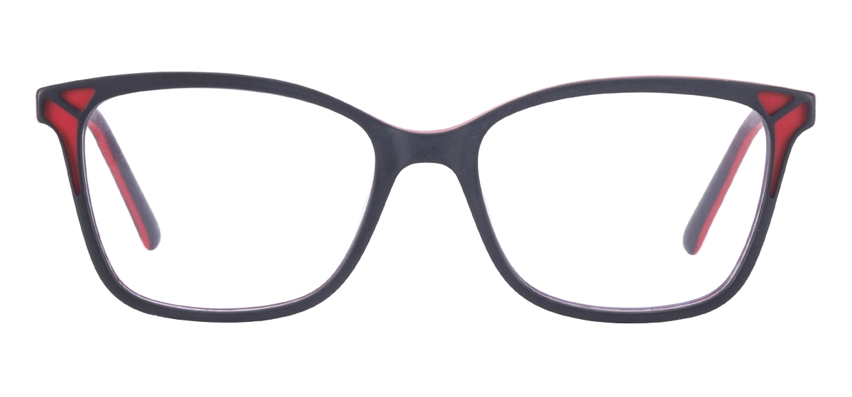 Kids Square Glasses - Black Red