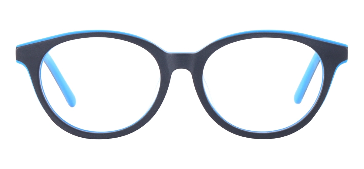 Fashion Round Kids Eyeglasses - Black Blue