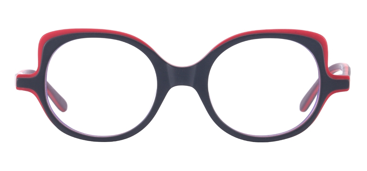 Kids Round Eyeglasses - Black Red