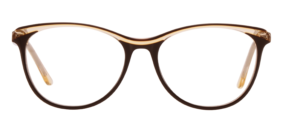 Round Crystal Eyeglasses - Brown