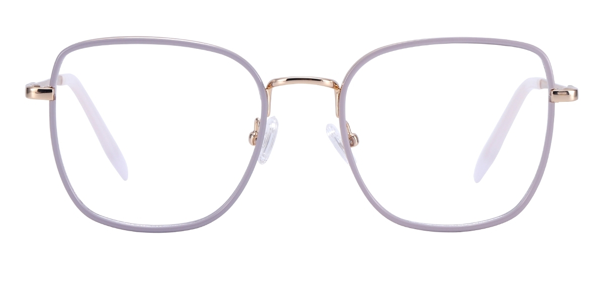 Metal Square Glasses - Gold Ivory