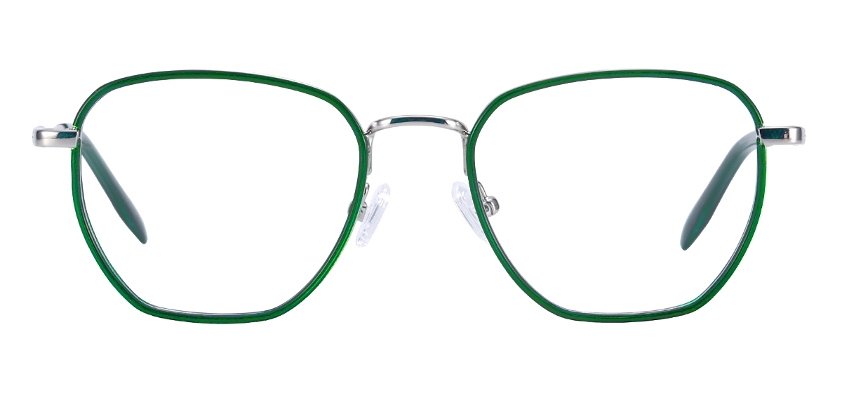 Metal Square Eyeglasses - Silver Green