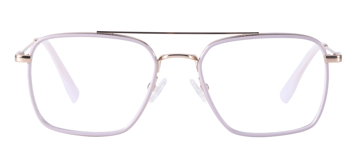 Metal Double Bridge Eyeglasses - Gold Ivory