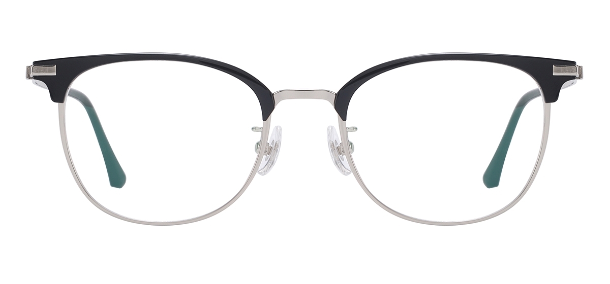 Browline Eyeglasses - Black Silver