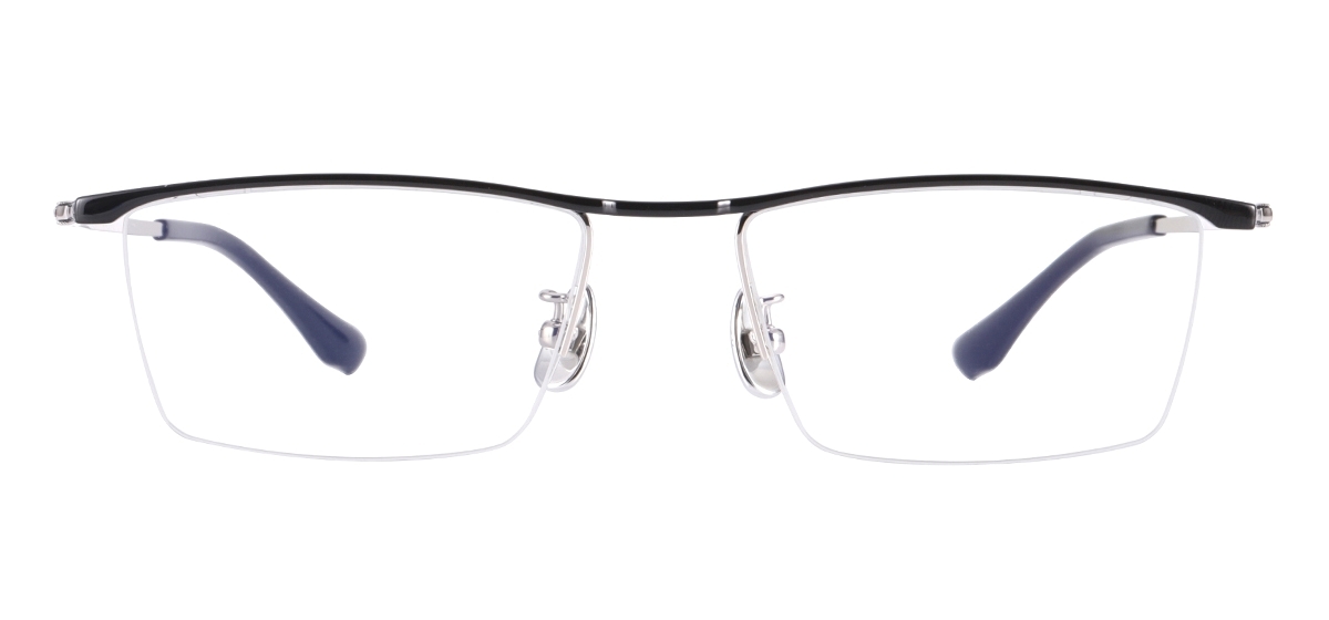 Titanium Browline Eyeglasses - Black Silver