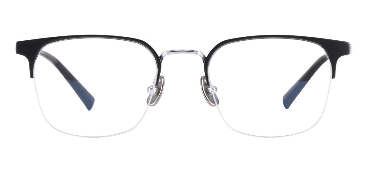 Square Titanium Eyeglasses - Black Silver